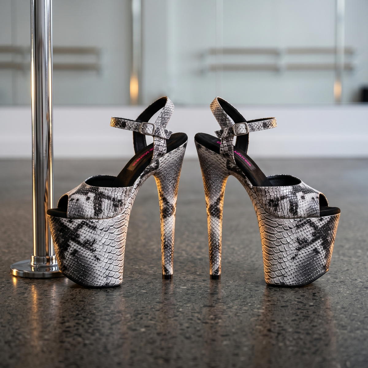 Classic Pole Sandals – Silver Python | Pole Dancing Heels 6", 7" & 8 ...