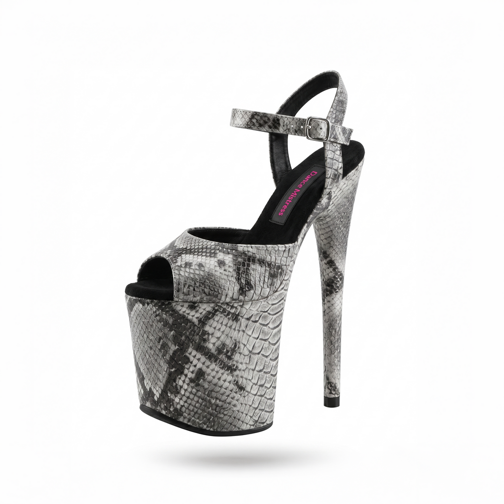 Classic Pole Sandals – Silver Python | Pole Dancing Heels 6", 7" & 8 ...