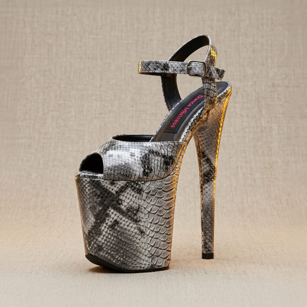 Classic Pole Sandals – Silver Python | Pole Dancing Heels 6", 7" & 8 ...